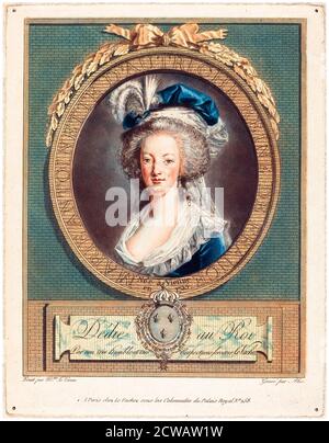Marie Antoinette (1755-1793) Queen of France, portrait print by Pierre Michel Alix, circa 1789 Stock Photo