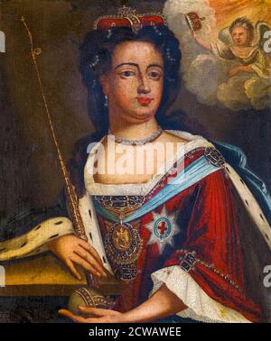 Queen Anne of England, (1665-1714) represented as Athena, portrait ...