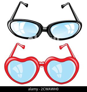 Usual spectacles and spectacles in form heart Stock Vector