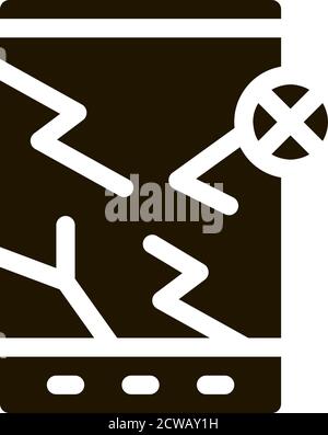 Wrecked Tablet Icon Vector Glyph Illustration Stock Vector