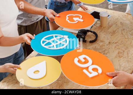 Network technology symbols Stock Photo