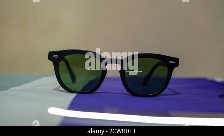 Close up of sunglasses on the table Stock Photo