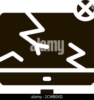 Wrecked Screen Icon Vector Glyph Illustration Stock Vector