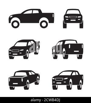 Off road pickup truck in perspective – vector illustration Stock Vector
