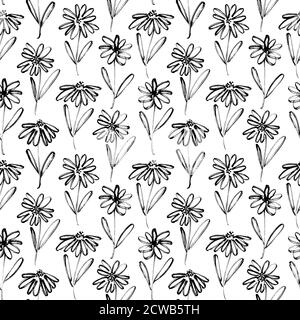 Brush flower vector seamless pattern Stock Vector Image & Art - Alamy