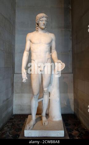 Marble statue of Apollo in the 'Kassel Apollo' style. Stock Photo