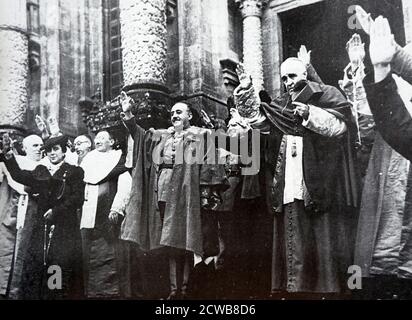 Photograph of priests saluting in Fascist Italy Stock Photo
