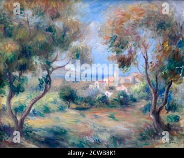 Painting titled 'View of Cagnes' by Pierre-Auguste Renoir (1841-1919) a French artist. Stock Photo