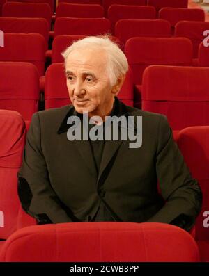 Waxwork statue of Charles Aznavour (1924 - 2018); French-Armenian singer Stock Photo