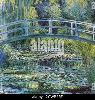 Painting titled 'Water Lilies and Japanese Bridge' by Claude Monet. Oscar-Claude Monet (1840-1926) a French painter Stock Photo