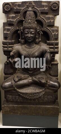 13th century Indian stone relief sculpture depicting Sani (Saturn), in Vedic, or Hindu astrology. Stock Photo