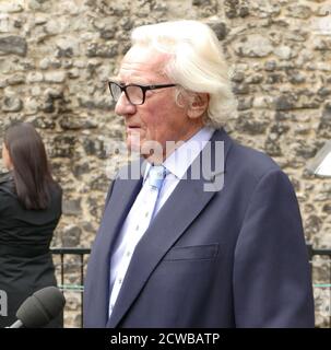 Lord Heseltine arrives to give media interviews, after returning to parliament after the prorogation was annulled by the Supreme Court. 25th September 2019. Michael Heseltine, Baron Heseltine, (born 1933), British politician and businessman. Heseltine served as a Conservative Member of Parliament from 1966 to 2001, and was a prominent figure in the governments of Margaret Thatcher and John Major, including serving as Deputy Prime Minister under the latter. Stock Photo