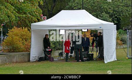 Tamara Cohen (red coat) a Sky News political correspondent prepares for ...