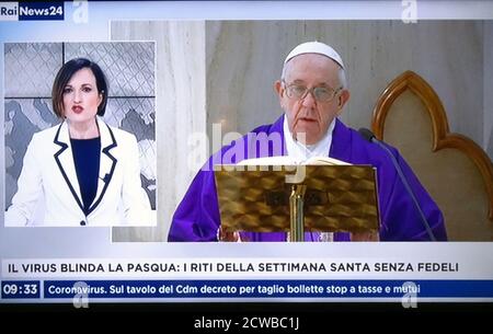 speech by Pope Francis in the Vatican, during the COVID-19 pandemic Stock Photo