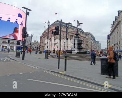 Piccadilly Circus, London is deserted by tourists and shoppers, during the COVID-19 pandemic, March 14th 2020 Stock Photo