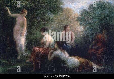 A painting by French artist Henri Fantin-Latour titled 'Arcadia, Woman Bathing', 1836-1904. Stock Photo