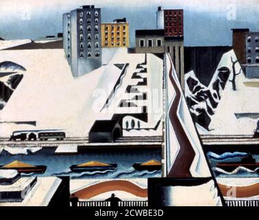 Harlem Rivers', 1928. Artist: Preston Dickinson. William Preston Dickinson was an American modern artist, best known for his paintings of industrial subjects in the Precisionist style. Stock Photo