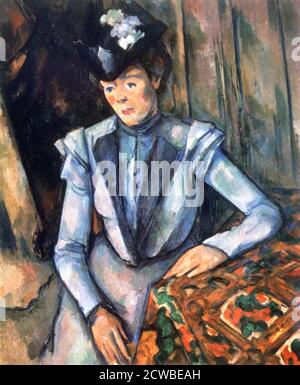 Woman seated in blue', 1902-1906. Artist: Paul Cezanne. Cezanne (1839-1906) was a French artist and Post-Impressionist painter whose work laid the foundations for the transition from the 19th century impressionist movement to 20th century styles such as cubism. Stock Photo