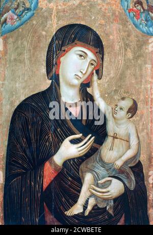 Crevole Madonna', c1284. Artist: Duccio di Buoninsegna. Duccio di Buoninsegna (c1255-1320) was an Italian painter active in Siena, in the late 13th and early 14th century. He was hired throughout his life to complete many important works in government and religious buildings around Italy. Stock Photo
