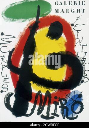 Galerie Maeght, exhibition poster by Spanish artist Joan Miro;(1893 - 1983) painter, sculptor, and ceramicist born in Barcelona. 1961 Stock Photo