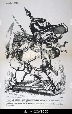 Caricature of Wilhelm I of Prussia, Franco-Prussian war, 1870-1871. From a private collection. Stock Photo