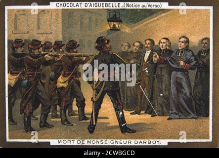 Death of Monseigneur Darboy, Archbishop of Paris, 24th May 1871. As the government forces sent to suppress the Paris Commune closed in, the Communards executed hostages they had taken. Amongst them was Georges Darboy, Archbishop of Paris, as well as several other clergymen. From a private collection. Stock Photo