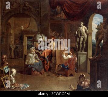 Artist studio scene, by Gerard Thomas (1680-1720?). Private collection. Stock Photo