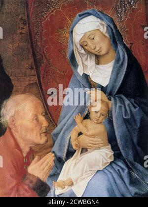 The Adoration of the Magi', by Hugo van der Goes, detail, 15th century. Part of a Triptych. Stock Photo