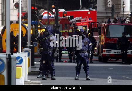 Photograph taken during a civil defence and post terror exercise in ...
