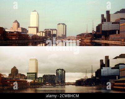 The aftermath of the London Docklands bombing of 9 February 1996, after ...