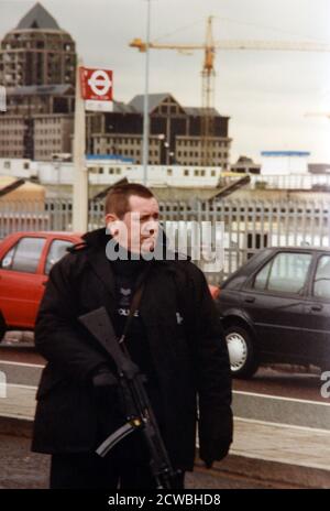 The aftermath of the London Docklands bombing of 9 February 1996, after ...