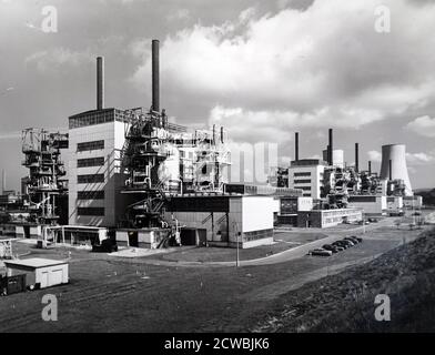 Photograph of Calder Hall, Cumberland, England, the first commercial-scale nuclear power station. Stock Photo