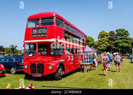 A Red Double Decker London Bus On Display At The Nutley Village Fete, Nutley, East Sussex, UK. Stock Photo