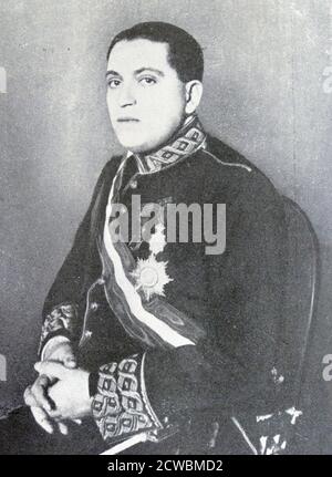 Black and white photograph of Jose Calvo Sotelo (1893-1936), a pro-monarchy Spanish Republican politician, in military uniform. Stock Photo