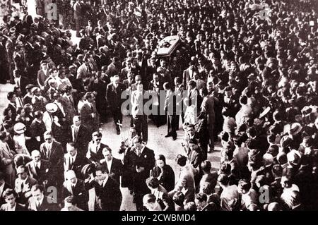 Black and white photograph of the funeral of Jose Calvo Sotelo (1893-1936), a pro-monarchy Spanish Republican politician, assassinated on 13 July 1936. Stock Photo