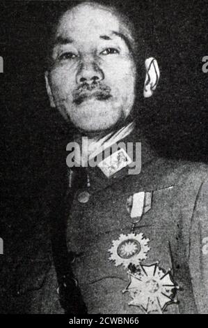 Black and white photograph of Chinese General Chiang Kai-Shek (1887-1975). Stock Photo