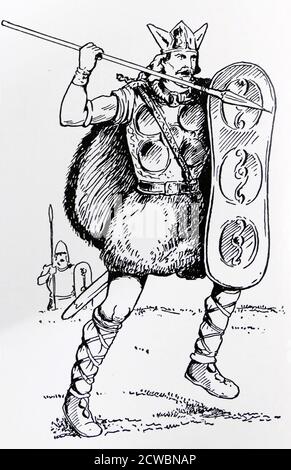 Illustration depicting an Anglo-Saxon warrior Stock Photo - Alamy