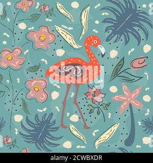 Flamingo Bird Seamless Pattern. Vector illustration Stock Vector