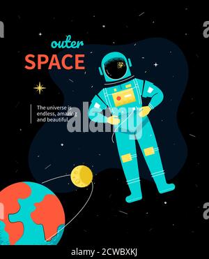 Outer space - colorful flat design style illustration Stock Vector
