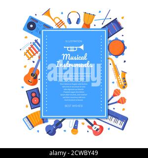 Musical instruments - colorful flat design style banner Stock Vector