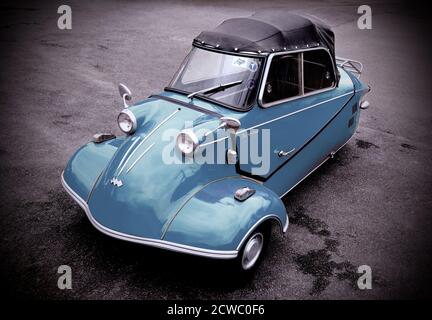 FMR Messerschmitt TG500 Roadster Kabinenroller Cabin Scooter three wheeler 3 wheel bubble tiny micro-car in lichtblau light blue. 1958-1961 Stock Photo