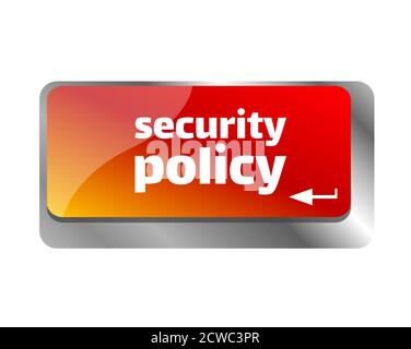 Security concept. Button on modern computer keyboard. Security Policy Stock Photo