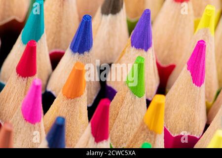 Close up of beautiful Colored Pencils Stock Photo