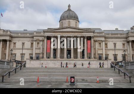 Westminster, London, UK. 29 September 2020. London remains devoid of tourists, with almost empty Trafalgar Square. Credit: Malcolm Park/Alamy Live News. Stock Photo