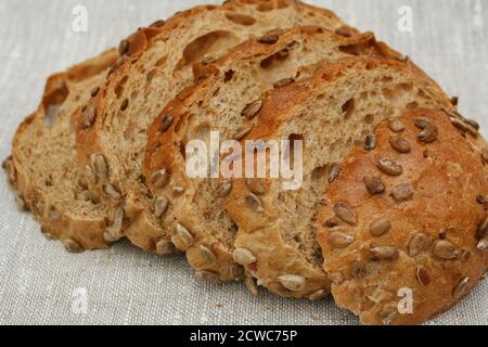 Fresh baked bread and slice of bread Stock Photo