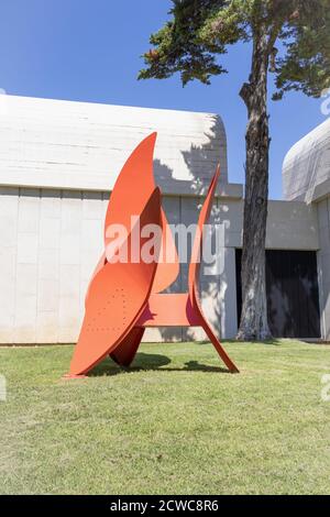 BARCELONA, SPAIN-SEPTEMBER 4, 2020: 4 wings sculpture by Alexander Calder (opened 1972). Stock Photo