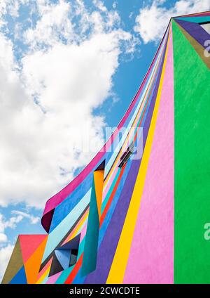 Towner Art Gallery, Eastbourne, England. The mural artwork by artist Lothar Gotz adorning the exterior of Eastbourne's Towner Art Gallery. Stock Photo