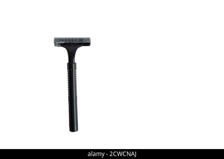 Disposable black razor isolated on white background Stock Photo