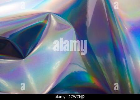 Modern real halographic wrinkled foil texture with multiple colors Stock Photo