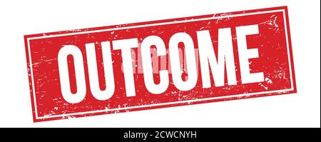 OUTCOME text on red grungy rectangle stamp sign. Stock Photo